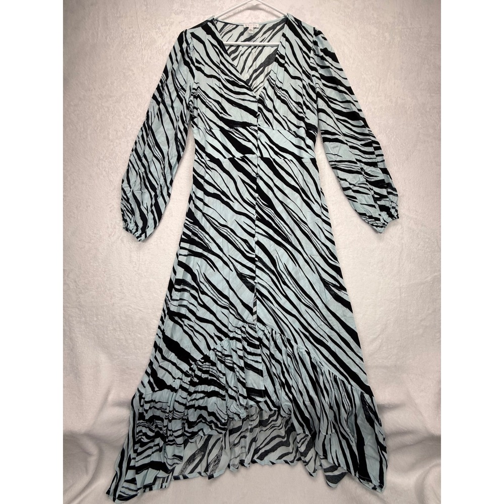 Leith Maxi Dress Animal Print Long Sleeve Button Front Flowy‎ Medium